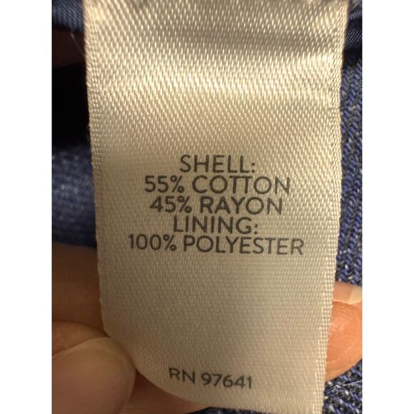 J. JILL Denim Blue Slat Open Front Oversized Roll Tab Sleeve Blazer, Sz L - Picture 8 of 9